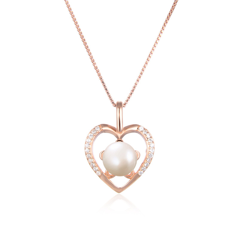 925 plata esterlina collar de perlas de agua dulce mujer simple versátil de alto nivel sensación de micro piedra colgante de amor cadena clavícula
