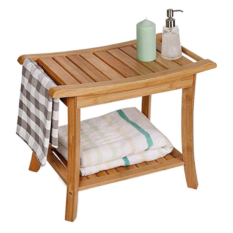 Bambú baño taburete de cambio de zapatos de madera maciza baño estante de almacenamiento multifuncional baño taburete Banco simple hogar sala de estar