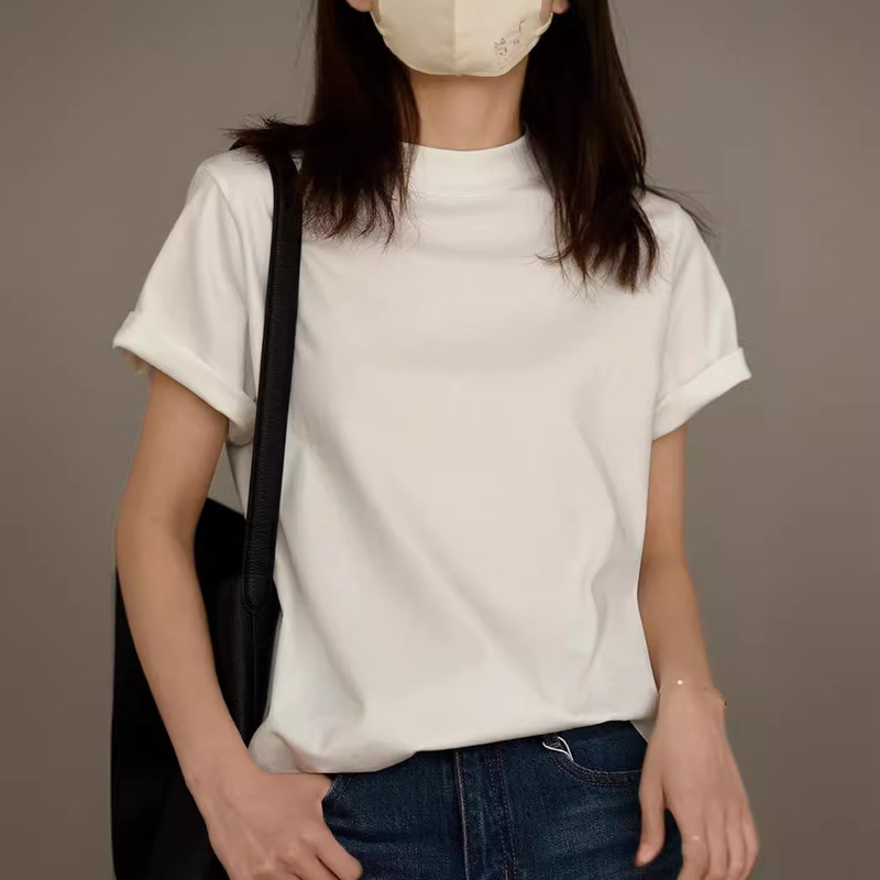 Shenzhen Gaoding Designer's Extremely Simple Style ~ Comfortable Crewneck Cotton Short Sleeve T-shirt with Middle Seam in Back ~ Must Be Eyes