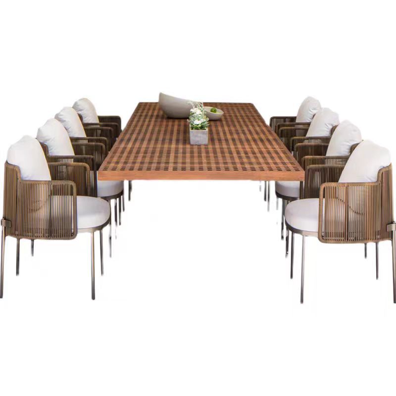 Nórdico al aire libre mesa y silla patio Ocio al aire libre villa jardín al aire libre balcón hotel ratán teca silla de comedor combinación