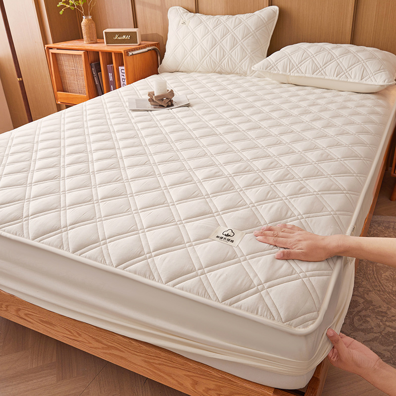 Colcha de cama acolchada de algodón Clase A Colcha de cama de una pieza Cubierta de cama todo incluido Colchón Simmons de algodón de otoño e invierno Cubierta protectora a prueba de polvo
