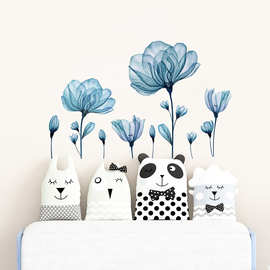 浪漫个性百合花墙贴跨境可移除水彩花卉客厅卧室装饰墙贴MUP1521