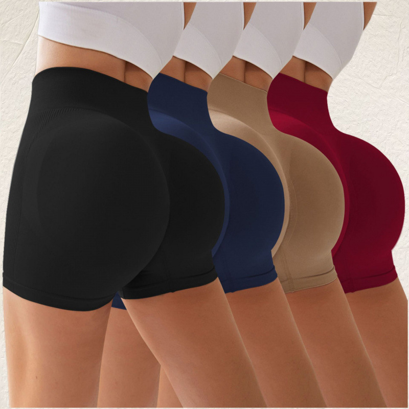 Cross-Border Yoga Shorts Women's High-Waisted Fitness Tight-Fitting Quick-Drying Pants Peach Hip Lifting Sports Training Running Three-Point Pants