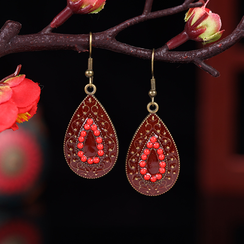 1 Pair Retro Water Droplets Alloy Plating Women's Drop Earrings display picture 8