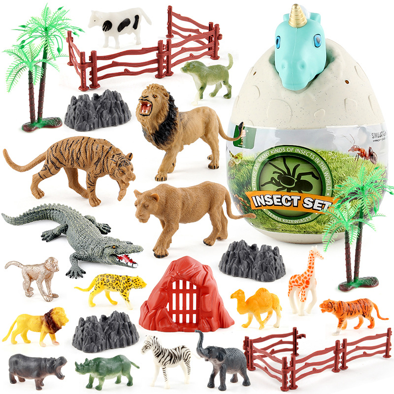 Puzzle cognitivo infantil modelo de animal marino caja ciega dinosaurio adornos animales simulación de insectos juguetes modelo de animal