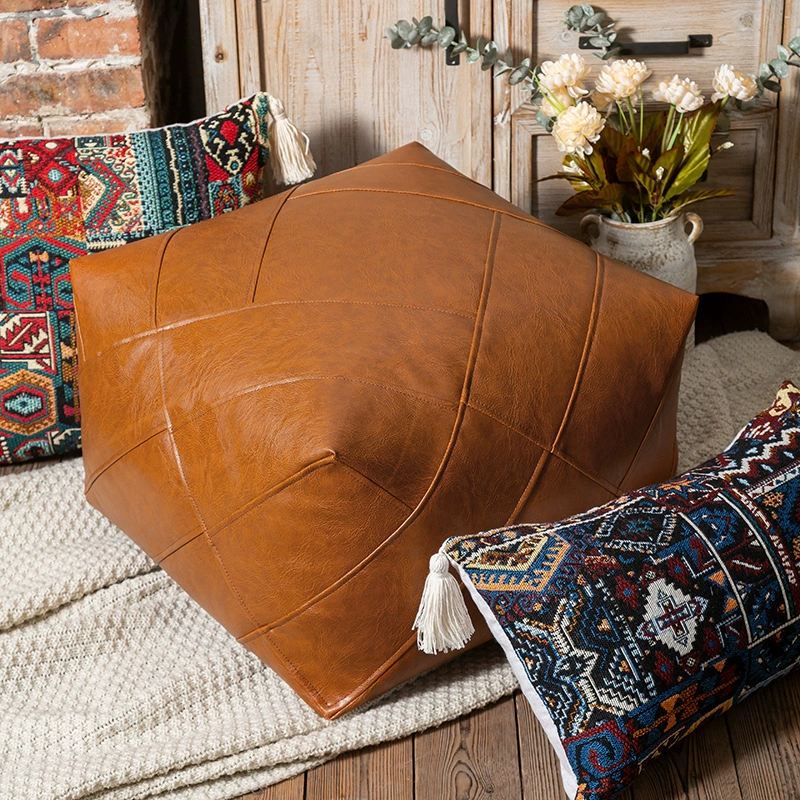 Марокканская подушка для ленивого сидения, диван для хранения старой одежды, низкий табурет, подставка для ног в гостиной, кожаный футон