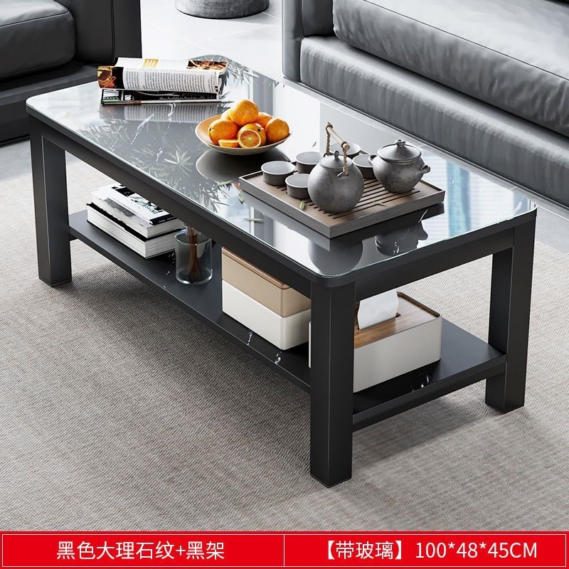 Sala de estar pequeña mesa de té doméstica simple moderna mesa de té de vidrio templado nueva mesa de té de lujo rectangular ligera image 14