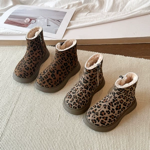 Martens, детские демисезонные вместительные и большые удерживающие тепло короткие сапоги, леопардовый принт