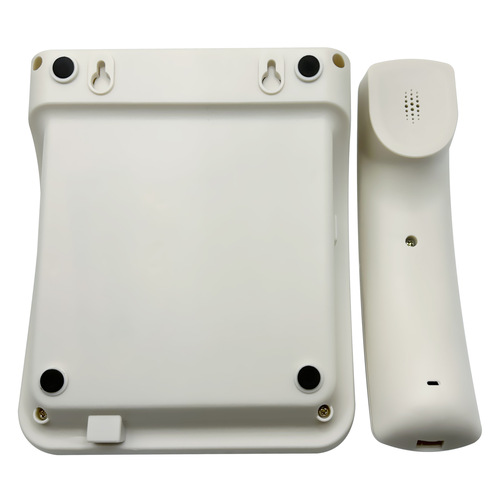 Hotel logo, one-touch dialing hotel room phone, hotel room telephone, apartment room phone