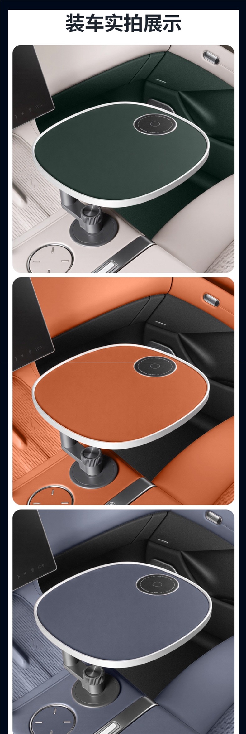 Car-mounted small table, floating round dining table for front and back seats, rotating tea table with cup holder for the driver and passenger