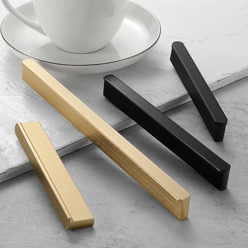 金輕奢衣櫃門拉手北歐黑色1米鋁合金現代簡約櫥櫃抽屜把手 拉絲色