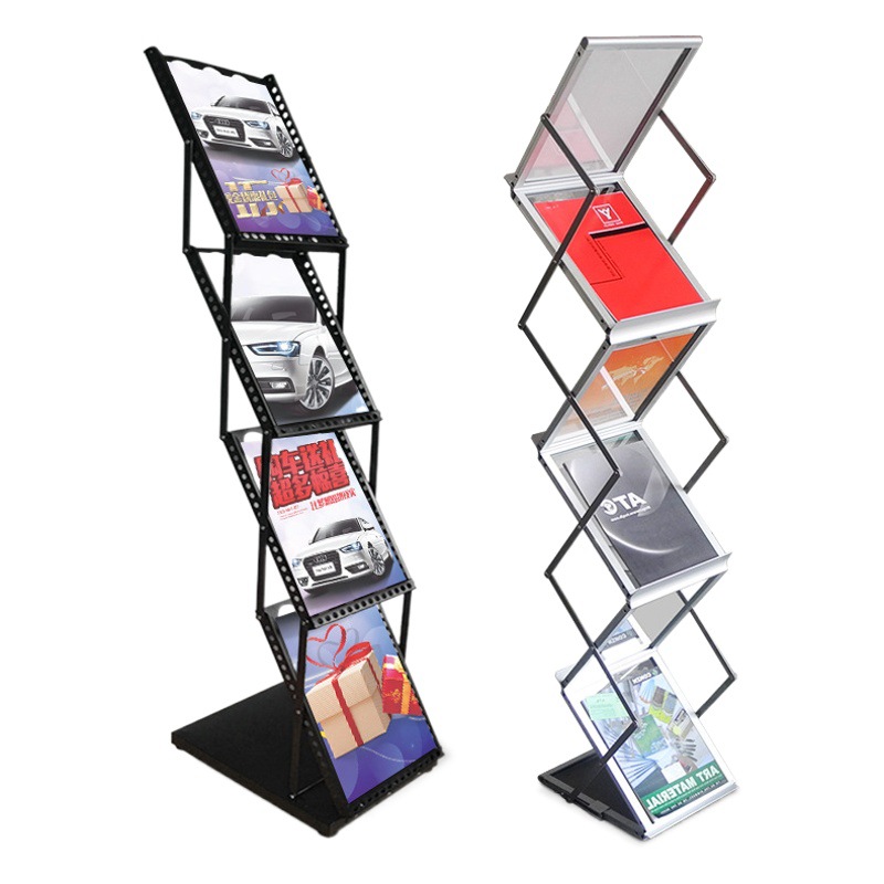 A4 aluminum alloy folding data rack single-page catalog ancient books, newspapers and magazines shooting ins online red exhibition display rack