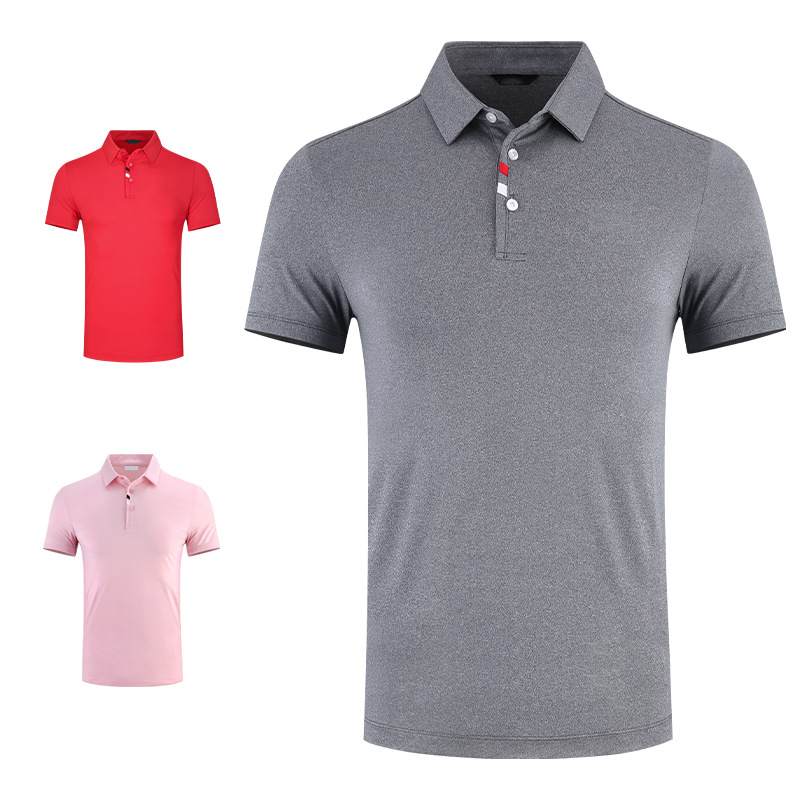 Áo thun golf nam ngắn tay thoáng khí nhanh khô chất liệu vải goff — Tay ngắn màu đen (Vải đính cườm) Tay ngắn màu đen (Vải đính cườm), Màu xanh navy, Màu hồng, Tay áo ngắn màu đen (Vải Lụa Sữa)