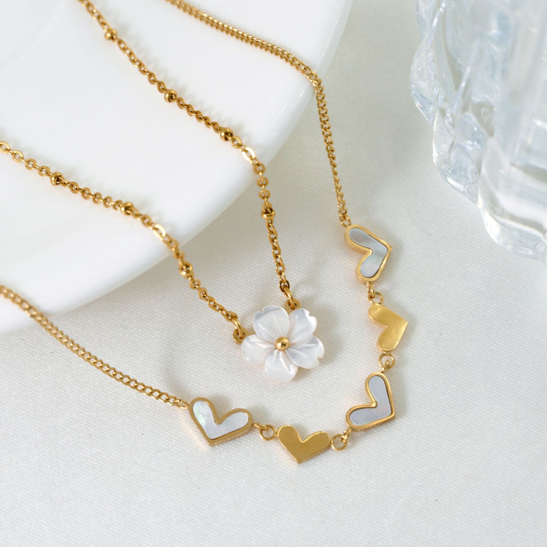 1 Piece Quantity 304 Stainless Steel Flower Patchwork Pendant Necklace