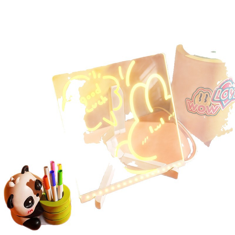 Tablero de dibujo luminoso para niños, soporte, tablero de graffiti de escritura borrable, tablero de escritura luminoso led, tablero de dibujo de mensajes, caballete 6