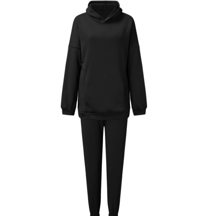 Women's Clothing Women's Hooded Sweatshirt Two-Piece Set Fleece-Lined Pullover & Joggers Casual Outfit In White Black Brown Beige S M L XL_voghion.com