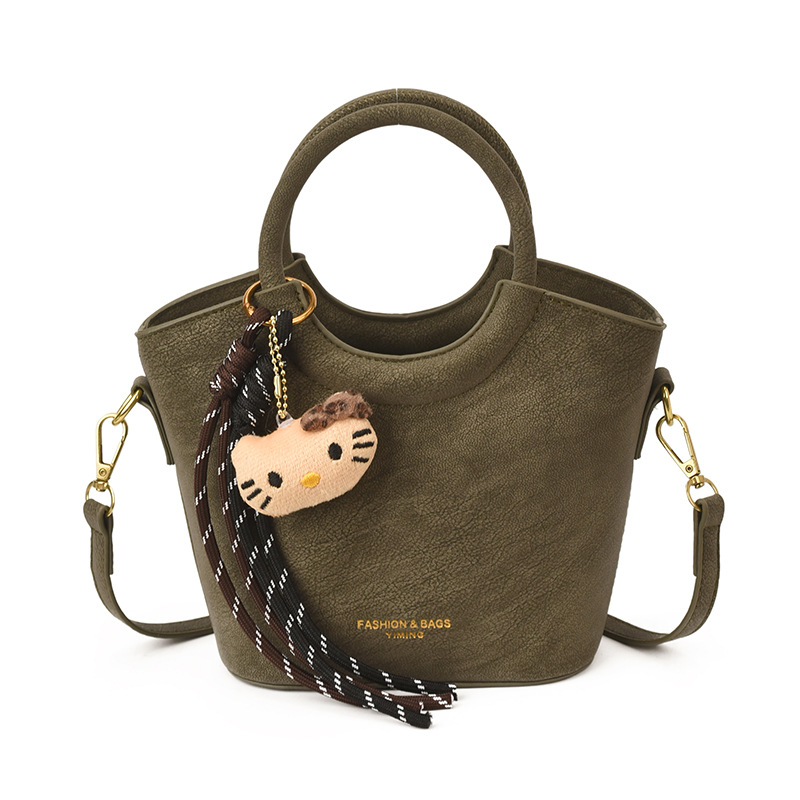 2025 otoño y invierno nuevo bolso retro mochila esmerilado bolso de hombro de moda de mujer bolso de cubo de viaje