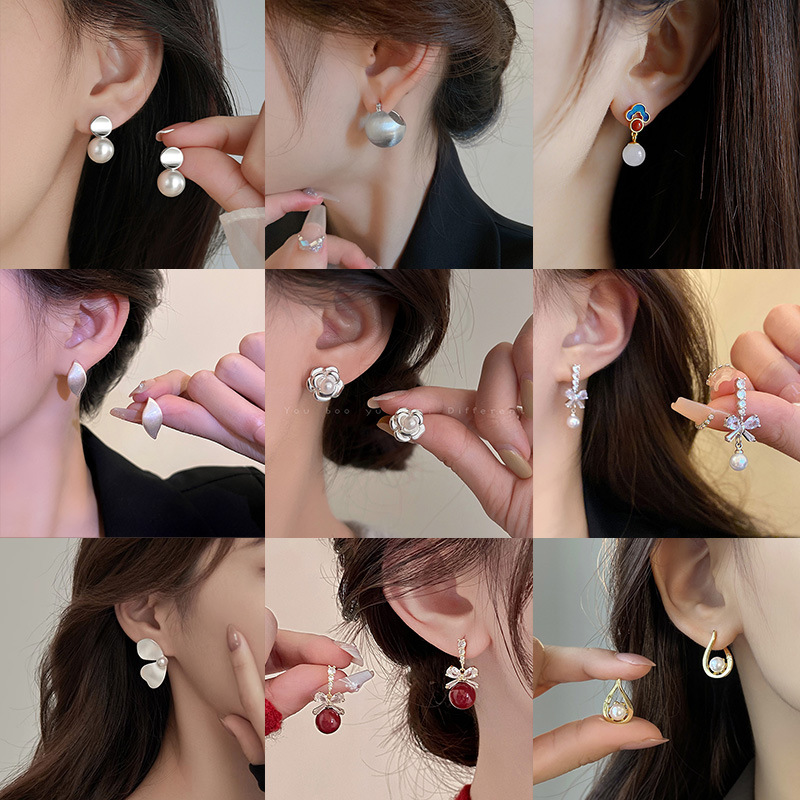 气质耳钉女士简约耳环珍珠耳夹时尚轻奢耳饰小众高级感首饰潮饰品