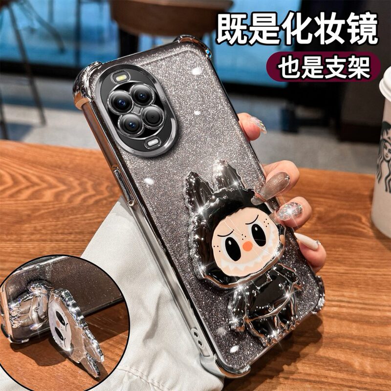 Cute Labubu Mirror Holder Suitable for Huawei Nova14 Mobile Phone Case 13Pro All-Inclusive 12 Anti-Fall 11 Women's Model 9 Cute Labubu Mirror Holder Suitable for Huawei Nova14 Mobile Phone Case 13Pro All-Inclusive 12 Anti-Fall 11 Women's Model 9