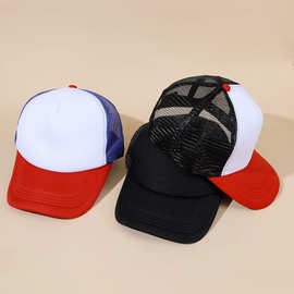 新款透气光板空白海绵网帽遮阳防晒网眼棒球帽子组合