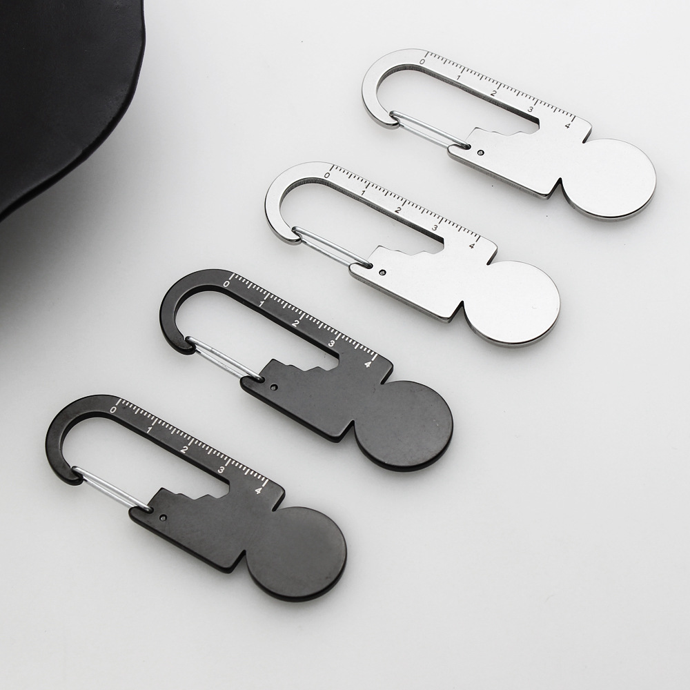 Token Buckle Key Tool Buckle Camping Outdoor Connection Buckle Ruler Multifunctional Stainless Steel Carabiner