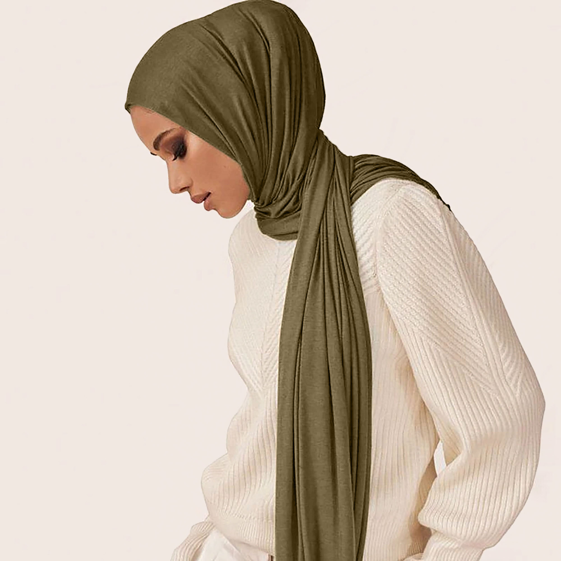 【High-Quality Mercerized Cotton】Women's Jersey Head Wrap Scarf, Solid Color, Windproof, Sandproof, Stylish and Breathable