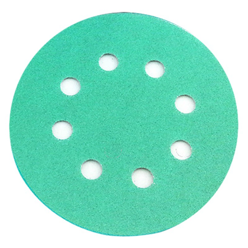 5 дюймов сухая шлифовальная бумага с 8 отверстиями Зеленая флокирующая пленка Полировка зеленого песка автомобильный Металл 125 мм самоклеящийся