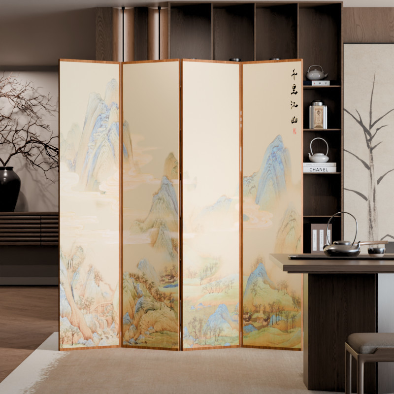Pantalla de estilo chino sala de estar plegable móvil en el hogar cubierta simple interior moderno habitación de hotel antiguo empujador