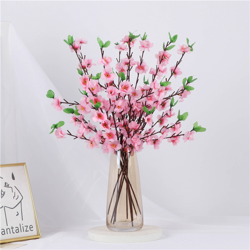 仿真桃花枝65cm桃花仿真桃树花枝绢花家居装饰婚庆道具 小-阿里巴巴