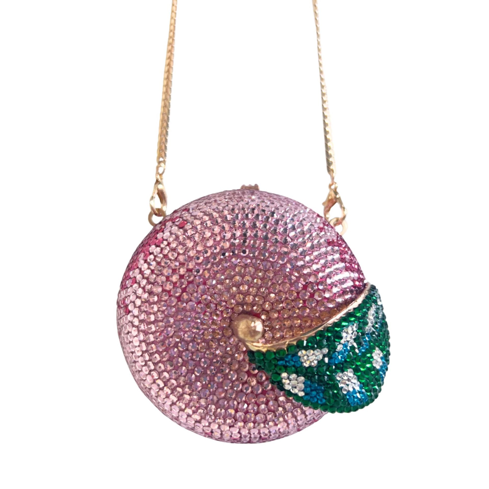 Túi clutch nữ đính đá hình quả táo pha lê sang trọng — Táo hồng, Cá tính đặt làm