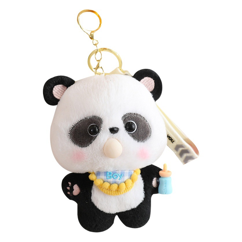 Burbuja de dibujos animados Panda muñeca de peluche de juguete bolsa de la cadena dominante del coche colgante mochila colgante pequeña muñeca
