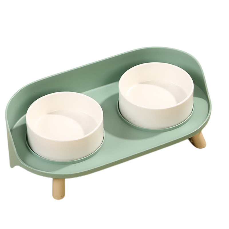 Cerámica doble tazón rack de alimentación para mascotas anti-derrumbe fácil de limpiar para gatos y perros cuello de protección general tazón de agua fábrica de fuente