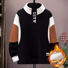 秋冬季新款青少年半高领卫衣男孩学生帅气大童加绒厚男装士打底衫
