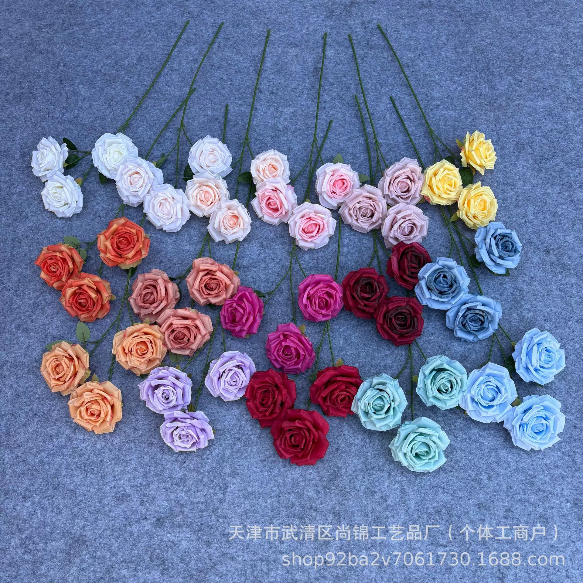 3头钻石玫瑰婚礼堂路引花排假花外贸跨境批发摄影专用仿真花批发