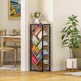 现代简约9层落地式树书架 展示架和置物架靠墙多层窄缝收纳储物柜