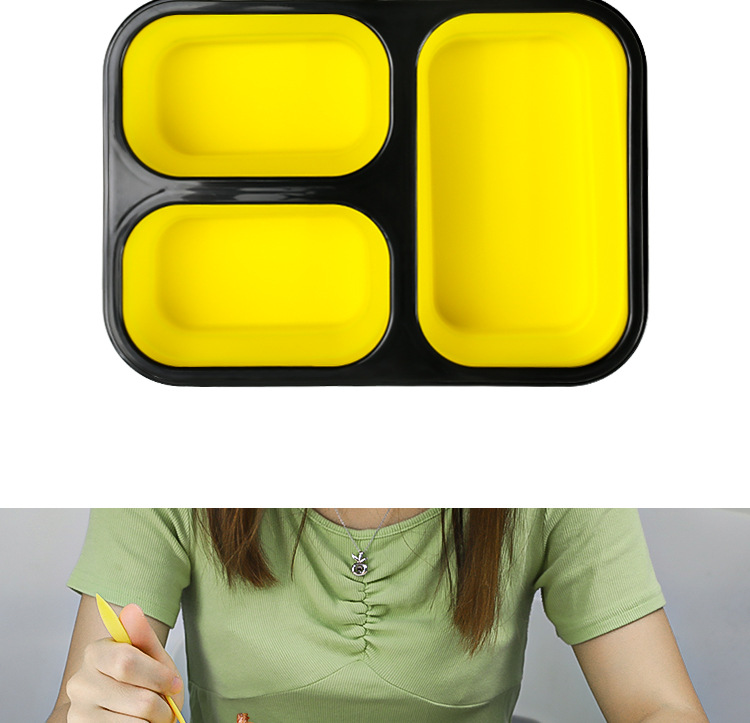 实拍人物使用饭盒