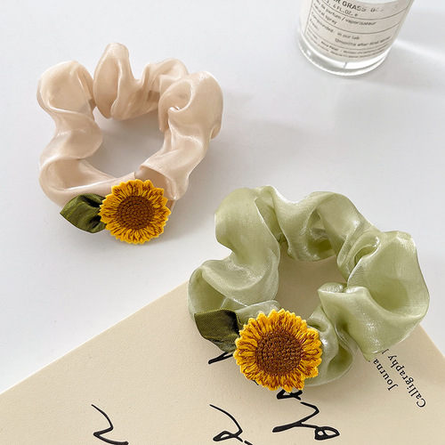 Korean fresh large intestine hair band summer fat intestine head flower head rope sweet rubber band sunflower accessories hair accessories wholesale
