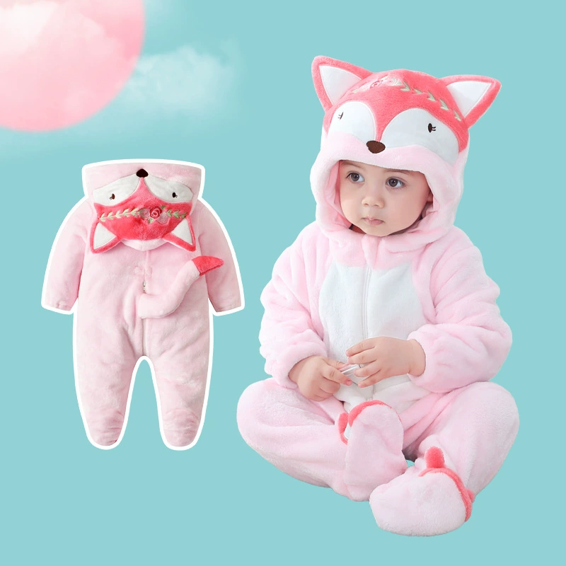 Осенний новый ежемесячный выпуск Qile Rabbit, повседневные милые фланы с узорами в виде лазающей лисы, сняты с производства для детей от 0 до 3 лет