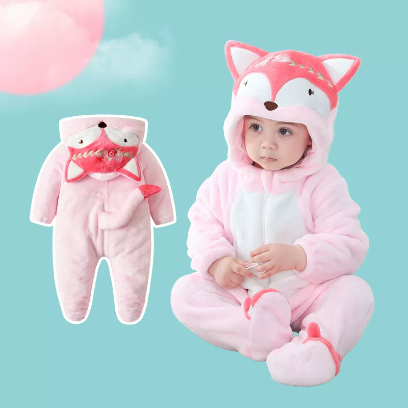 Осенний новый ежемесячный выпуск Qile Rabbit, повседневные милые фланы с узорами в виде лазающей лисы, сняты с производства для детей от 0 до 3 лет