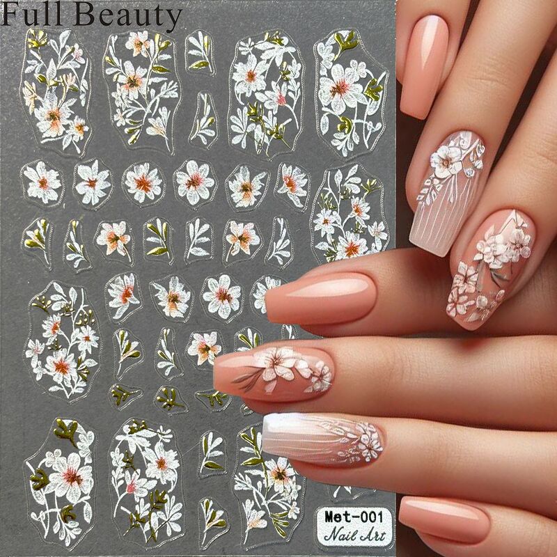 Cross-border New Nail Art Stickers Wholesale 3D Bronzing Red Begonia Cherry Blossom Daisy Adhesive Nail Decals Cross-border New Nail Art Stickers Wholesale 3D Bronzing Red Begonia Cherry Blossom Daisy Adhesive Nail Decals