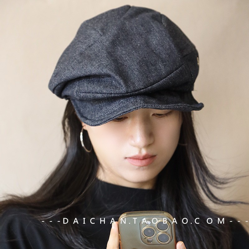 老钱风出口单小众复古褶皱汉麻贝雷帽女2025新款大头围显脸小八角|undefined