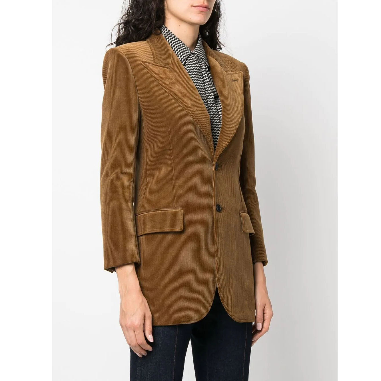 杨树林 咖啡色吸烟装外套2022年秋冬新款复古灯芯绒西装高版南油