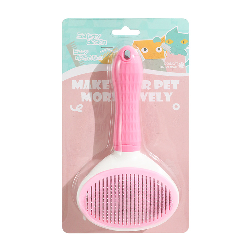 Mascota especial auto-limpieza peine en stock aguja de acero inoxidable mango suave cepillo de alambre gato flotante pelo gato peine suministros al por mayor