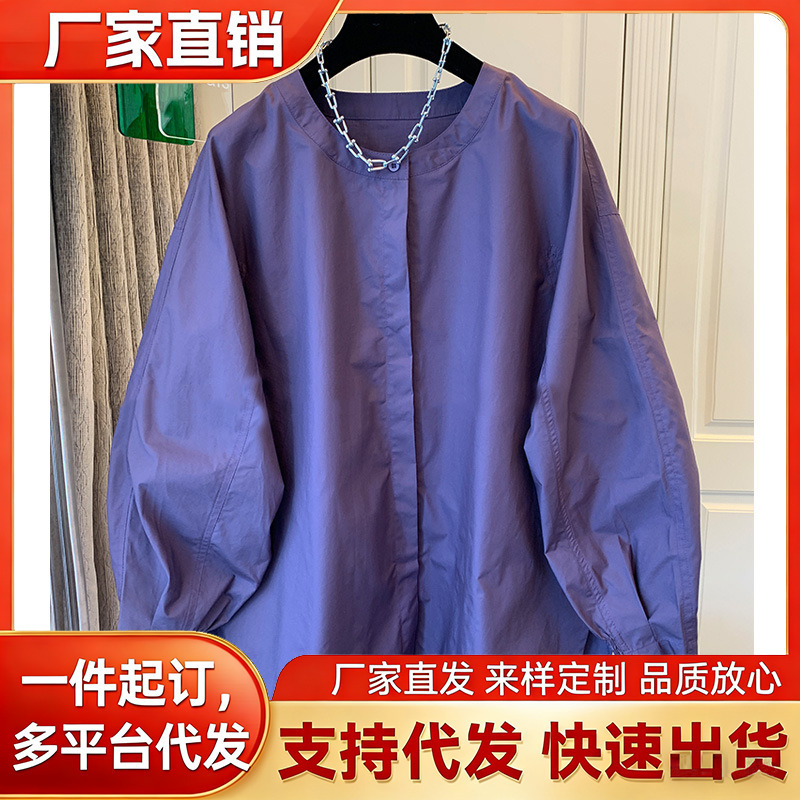 Spring and Autumn New Purple Elegant Long Sleeve Shirt Top for Women Plus Size Age-Reducing Slimming Trendy Popular