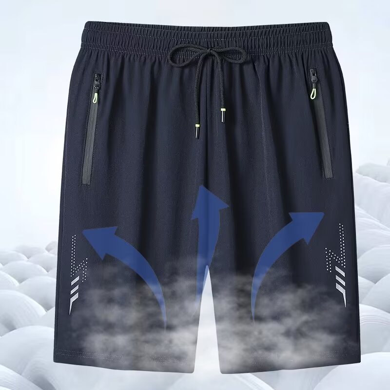 Camisas y menos ropa, pantalones cortos de seda de hielo para hombres, pantalones de cinco puntos para deportes de ocio de verano, pantalones de secado rápido, hombres de verano, tallas grandes, sueltas y versátiles