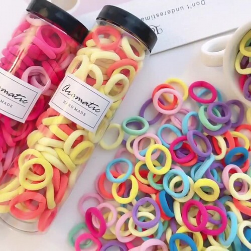 100 pieces of children's towel rings, hair ties and hair accessories, wholesale rubber bands that do not hurt the hair and have good elasticity for girls.