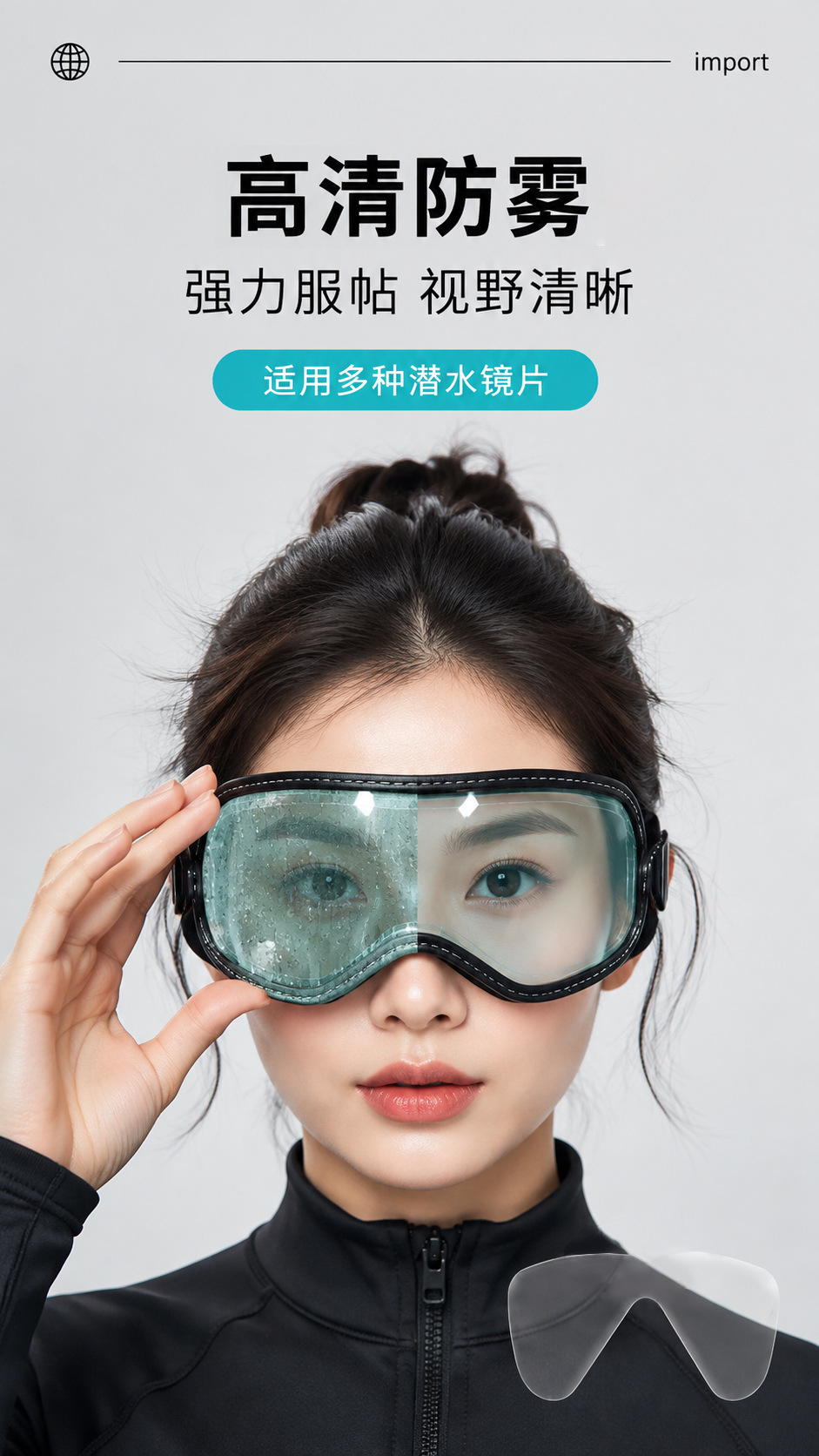 Anti-fog film for diving goggles, high-definition lens anti-fog film, snorkeling mask patch, anti-fog device for swimming goggles