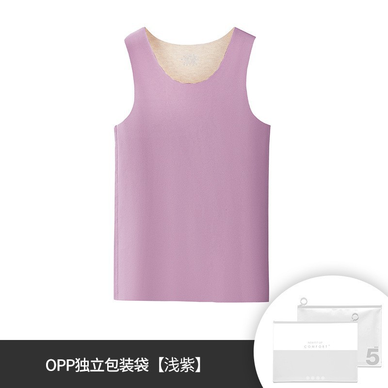 Nuevo estilo de lana de seda transfronteriza otoño e invierno damas color sólido almacenamiento de calor más terciopelo grueso chaleco cálido conjunto de fondo en stock