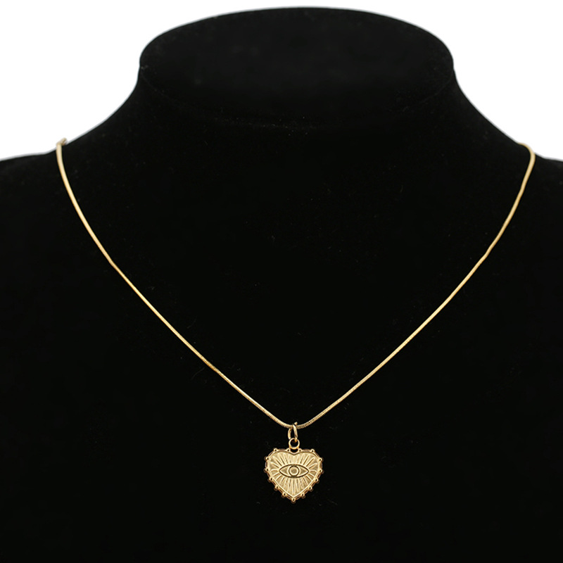 Pendant Jewelry Making Type 5 PCS/Package 15*16mm 304 Stainless Steel 18K Gold Plated Devil's Eye Heart Shape Pendant