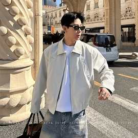 cleanfit极简哈灵顿飞行夹克外套男秋季高级感痞帅廓形翻领棒球服
